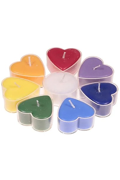 OEM Set 8 Scented Chakra Candles in Heart Shape – Aromatherapy for Energy Balance and Meditation