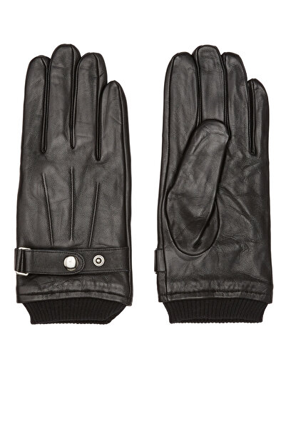 George Hogg Siyah Erkek Deri Karışımlı Eldiven