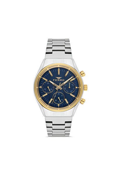 Tesbihane ساعة يد رجالية من الفولاذ الفضي اللون من فيرو، وظائف نشطة 3 ATM مقاومة للماء TH-FM43011A-D3