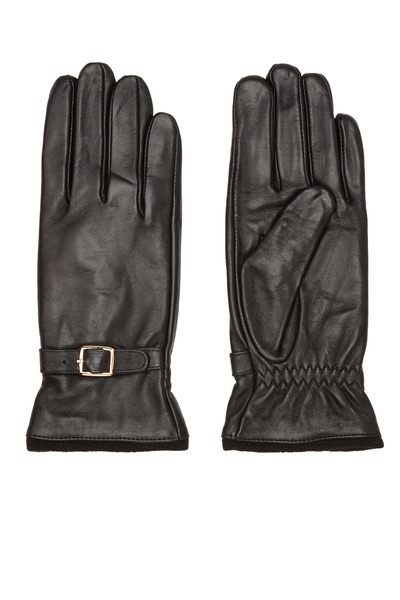 George Hogg Siyah Erkek Deri Yün Karışımlı Eldiven