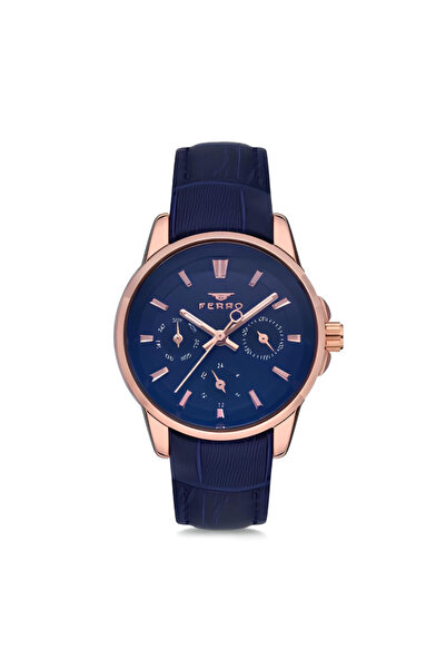 Tesbihane Ferro Navy Blue Leather Cord Women Wristwatch Functions Active 3 Atm Water Resistant Th-Fm1905B-965-T