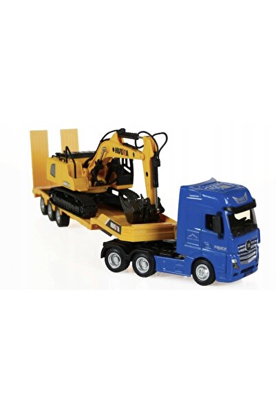 Huina Camion metalic cu excavator, scară 1:50, model h-toys 1729