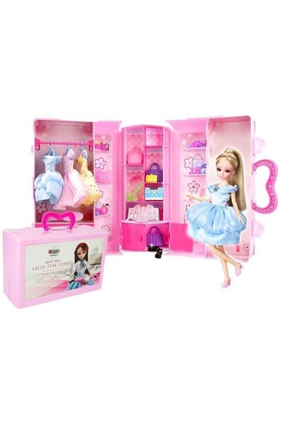 JollyMag Obleč si bábiku Lelia so šatníkom a doplnkami, LeanToys, 7358