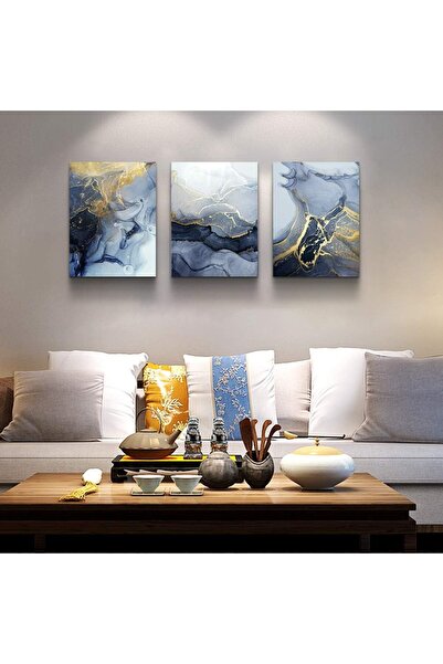 Emoda home Trove لوحة فنية تجريدية مؤطرة من ALAYRA - مجموعة قماشية حديثة من 3 قطع، 30×40 سم