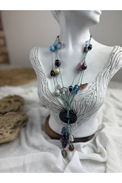 SEDEF TAKI Renkli taşlı halka Vintage kolye