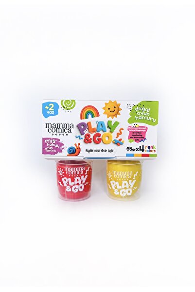 MammacomicaDough Play & Go 4-Piece Natural Play Dough Set (4 Colors X65 Gr)