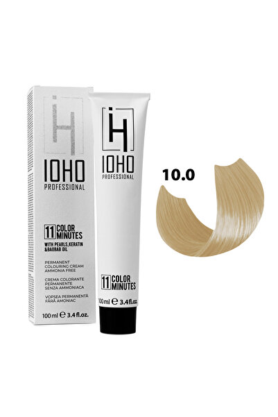Ioho Professional Hair Dye 10.0 Permanent Ammonia Free - Color 11 Minutes Extra Light Blonde -