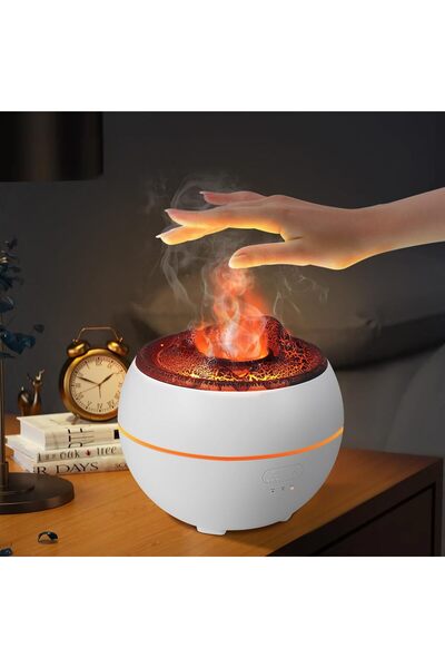 Generic Volcano Aroma Humidifier | Color Flame Effect, Auto Shutoff, Quiet Ultrasonic