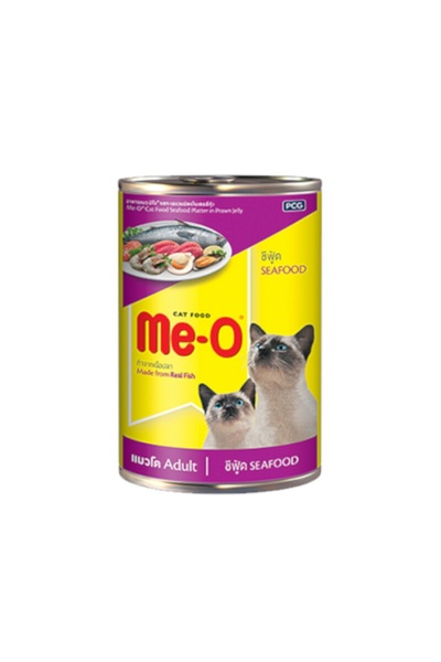 me-o طعام القطط الرطب المعلب بالمأكولات البحرية 400 جرام × 12