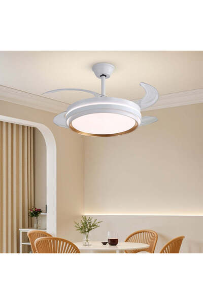 RFAN Candelabru cu ventilator, ESC-417YY WH, design modern, alb