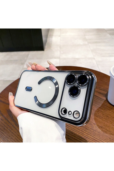 UnDePlus Apple iPhone 17 Pro Max için Magsafe ile uyumlu Kılıf Kamera Lensli Korumalı Şeffaf Silikon Kapak