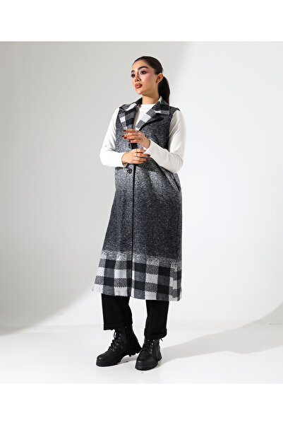 Fi'l Arz Fashion Button Closure Long Plus Size Vest