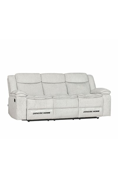 Danube Home Sawyer 3 Seater Fabric Recliner in Light Grey - Comfortable Wood Frame, 2-Year Warranty