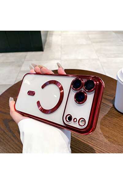 UnDePlus Apple iPhone 17 Pro Max için Magsafe ile uyumlu Kılıf Kamera Lensli Korumalı Şeffaf Silikon Kapak