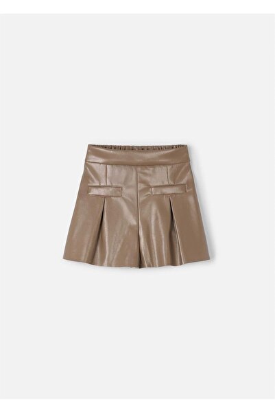 MAYORAL Girl's Leather Bermuda Shorts Brown 4223