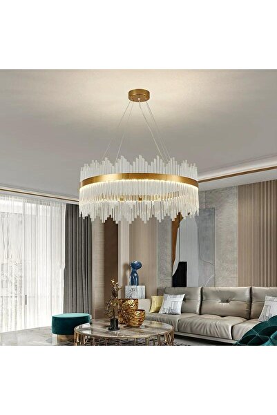 RFAN Candelabru LED, Model 8817/400, Textură de cristal, Metal, 64W, Auriu