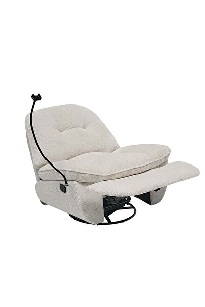 Danube Home Benson Manual Fabric Recliner with Glider & Swivel - White - Phone Support - 2-Year Warranty