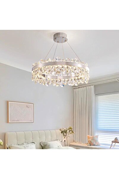 RFAN LED Chandelier, Model 5710/400, Crystal Texture, Metal, 90W, Silver
