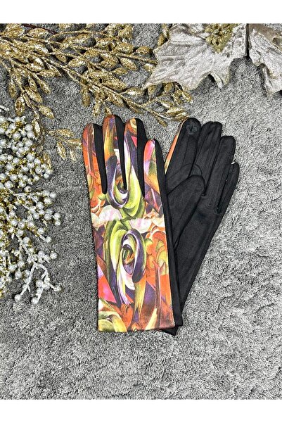 Intisimo Women's Gloves, Velvet, Luxury, Touchscreen, One-Size, Painting, Mul...