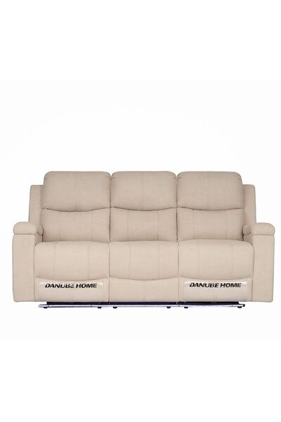 Danube Home كرسي استرخاء من القماش Paladin بثلاثة مقاعد مع إضاءة LED وحامل أكواب - بيج، مريح وأنيق لغرفة المعيشة