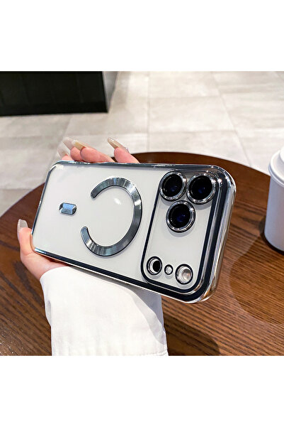 UnDePlus Apple iPhone 17 Pro için Magsafe ile uyumlu Kılıf Kamera Lensli Korumalı Şeffaf Silikon Kapak