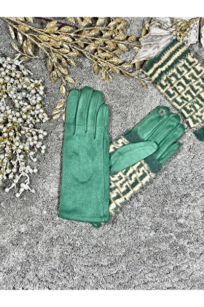 Intisimo Women's Gloves, Velvet, Luxury, Touchscreen, One-Size, Lining, Green