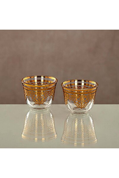 Radin Almarjan Cawa Cup Set Clear & Gold 6 pieces (1013 B-YCS-GLD)
