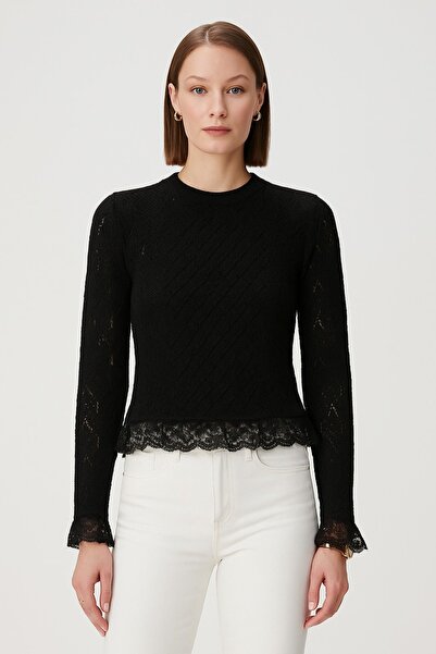 HAKKE Pulover cu detaliu din dantelă ajurat