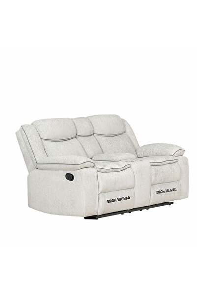 Danube Home Sawyer 2 Seater Fabric Recliner in Light Grey - Comfortable Wood Frame, Stylish & Durable