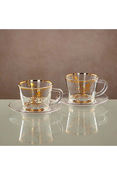 Radin Almarjan Cup & Saucer Set Clear & Gold 6 pieces
