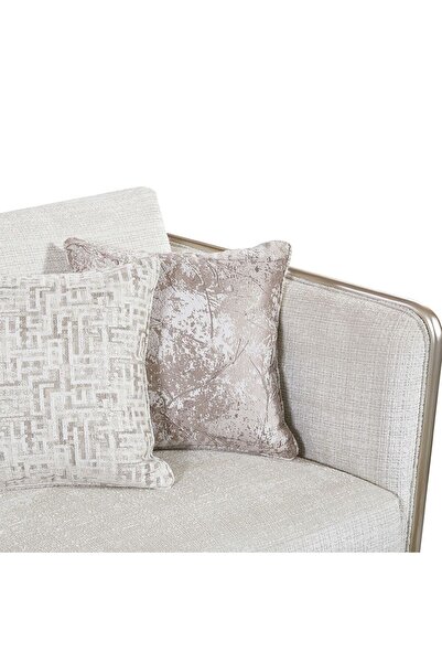 Danube Home Niferu 3-Seater Fabric Sofa - Elegant Beige/Brown, Solid Wood, 2-Year Warranty, 4 Cushions