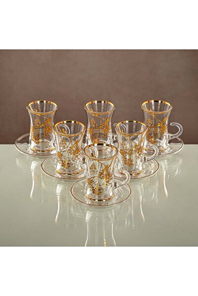 Radin Almarjan Tea Set Clear & Gold 18 pieces