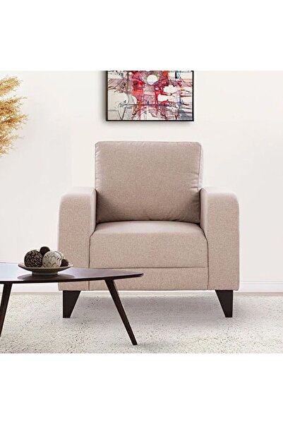 Danube Home London 1 Seater Fabric Sofa - Warm Beige, Solid Wood Frame, Styli...