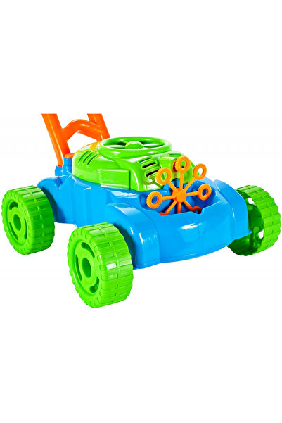MalPlay Soap bubble generator lawn mower, with batteries, 8 rotating rings and solution included