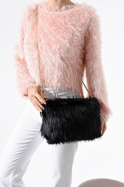 byFOX Fashion Plush Clutch Zipper Closure Crossbody Shoulder Bag Width:25 cm Length:13 cm