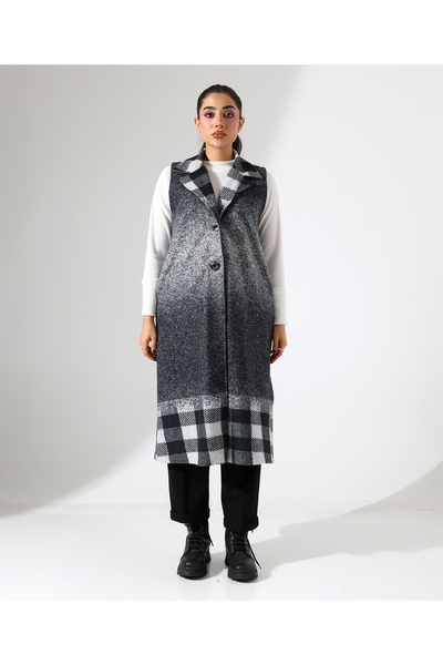 Fi'l Arz Fashion Button Closure Long Plus Size Vest