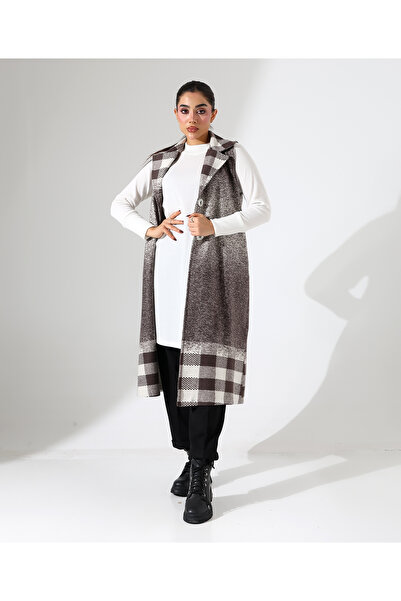 Fi'l Arz Fashion Button Closure Long Plus Size Vest