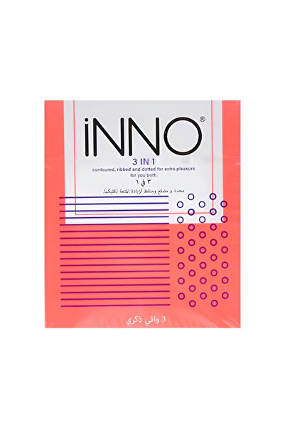 Eno اينو واقي ذكري محدد ومضلع ومنقط لزيادة المتعة - 3 حبة