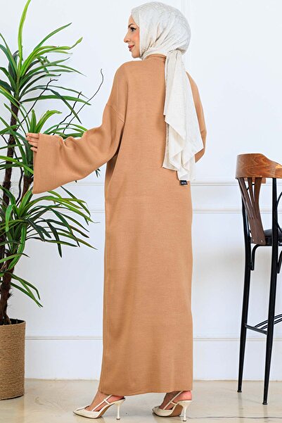 benguen Μακρύ πλεκτό φόρεμα H25303 Βιζόν