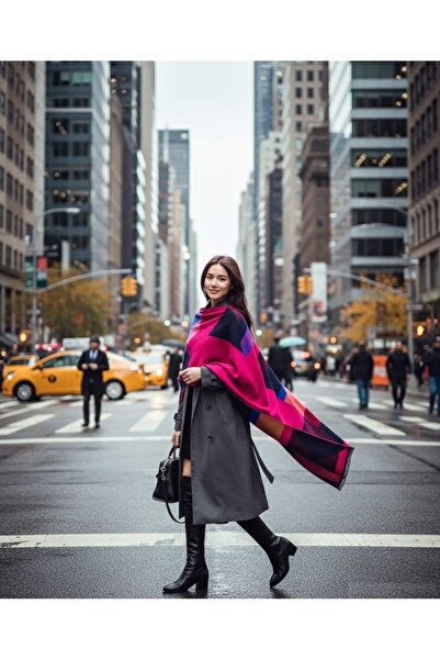 STS Women's Open End Geometric Pattern Cashmere Shawl for Autumn and Winter 190*65cm