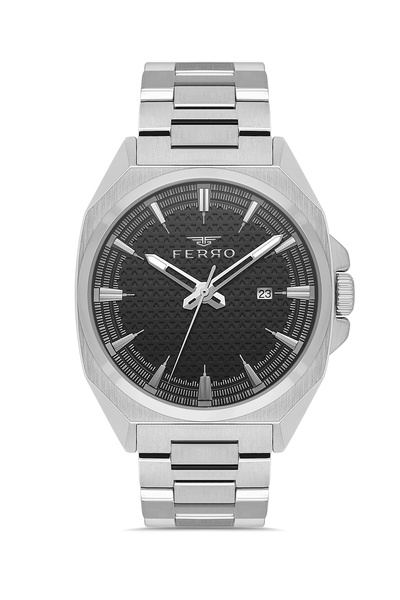 FERRO Silver Steel Band Men's Wristwatch Fm43025A-A2 All Functions Active 3Atm Water Resistant
