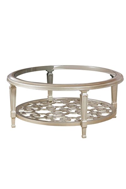 Danube Home Arwanda Round Coffee Table - Brown & Glass - Elegant Solid Wood Design with 2-Year Warranty
