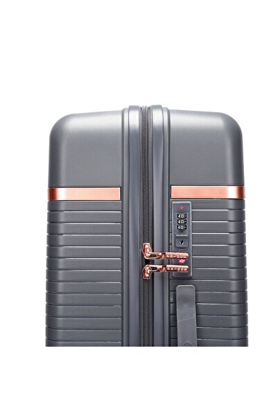 Prince Travelling Unbreakable PP Luggage Set of 3 (20/24/28”) 8 Wheels, Mobile Holder, Dark Grey + 1 Free Neck Pillow
