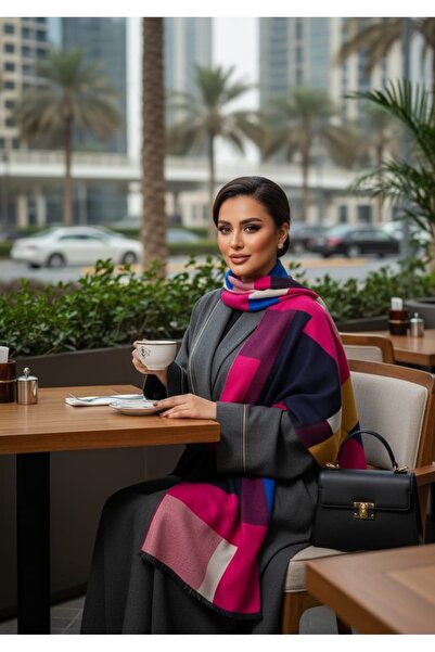 STS Women's Open End Geometric Pattern Cashmere Shawl for Autumn and Winter 190*65cm