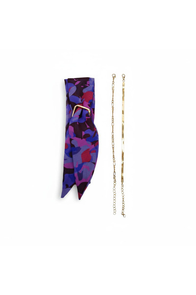 maia Altın Renk Zincir + Tül Kumaş Kadın Tasarım Bileklik