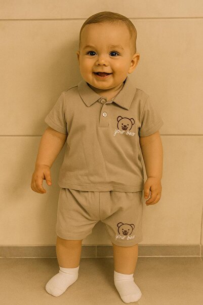 RAPAPA Baby Set with Embroidered Polo Collar Shorts by Your Bear - Summer 2-Piece Set 1109V