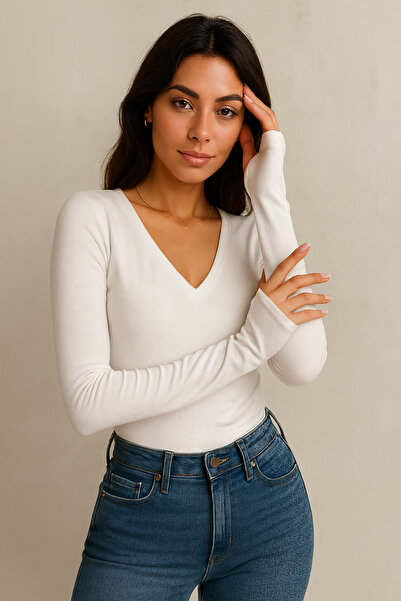 FV Жіночий боді з V-подібним вирізом та застібкою на пальцях