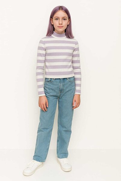 gigigiyim بدلة أطفال بناتية مخططة باللون الأرجواني