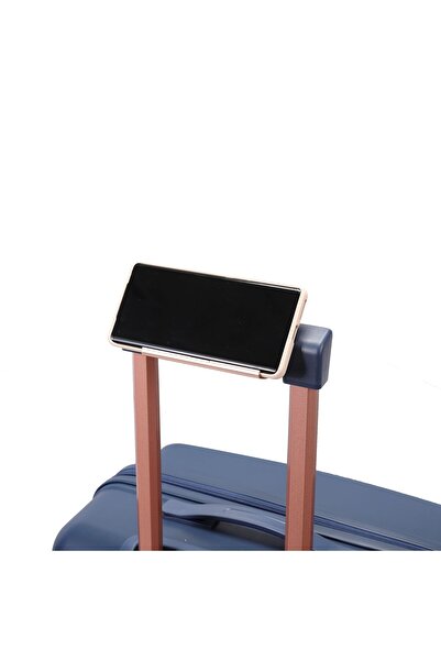 Prince Travelling Unbreakable PP Luggage Set of 3 (20/24/28”) 8 Wheels, Mobile Holder, Navy Blue + 1 Free Neck Pillow