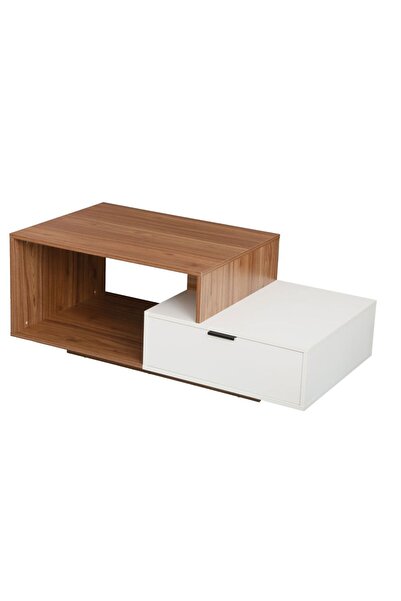 Danube Home Ecrin Coffee Table with Drawer - Walnut/White, Engineered Wood, Stylish Living Room Furniture
